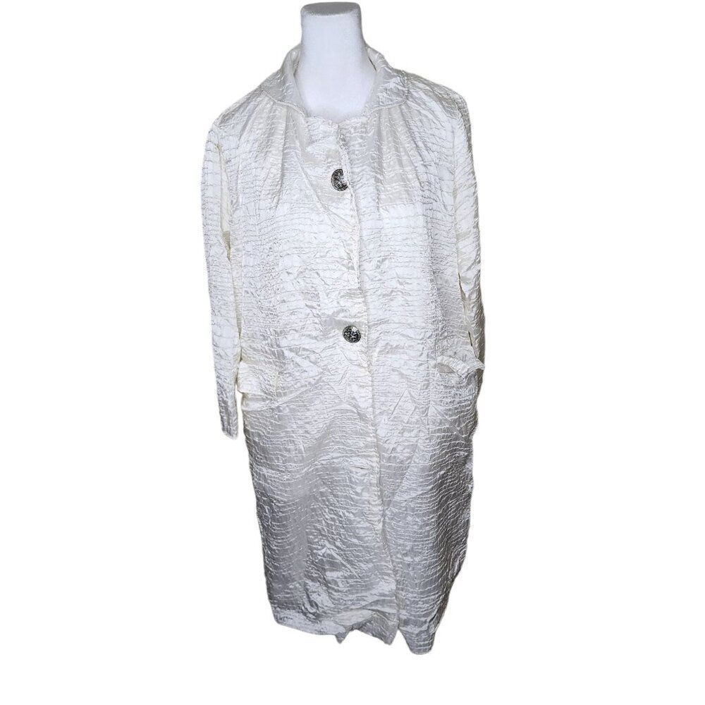 Vintage 60s Rain Paka Satin Rain Coat Womens M White Packable Mod